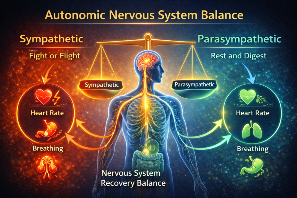 Autonomic nervous system regulation showing sympathetic and parasympathetic balance