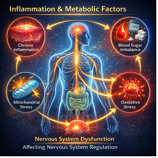 Inflammation and metabolic factors affecting nervous system regulation