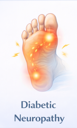 diabetic-neuropathy-nerve-damage-foot-infographic. diabetic neuropathy causing nerve pain tingling and numbness in the feet