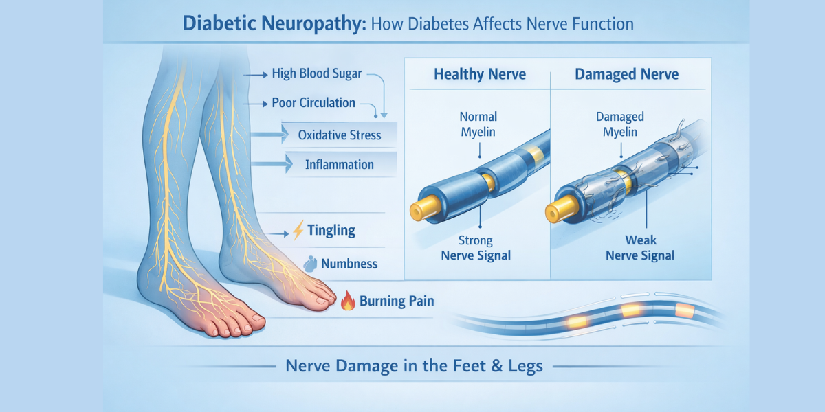 diabetic neuropathy nerve damage affecting peripheral nerves in the feet and legs