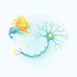 Fatty acids diagram showing omega 3 supporting nerve cells