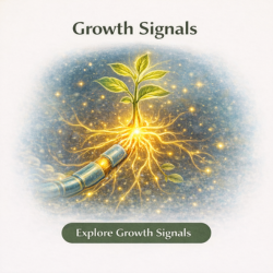 Icon showing growth signals supporting nerve adaptation and regeneration processes