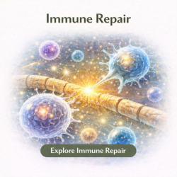 Icon showing immune repair supporting nerve regeneration and recovery processes