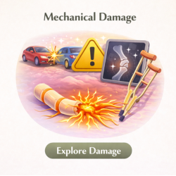 icon showing mechanical damage and nerve compression affecting nerve function