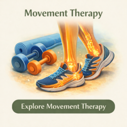 Icon showing movement therapy for nerve health with exercise and physical activity supporting nerve function