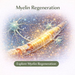Icon showing myelin regeneration supporting nerve signal transmission and protection