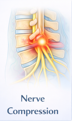 spinal nerve compression causing irritation of the sciatic nerve