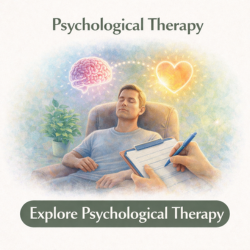 Icon showing psychological therapy with mind and emotional balance supporting nervous system function
