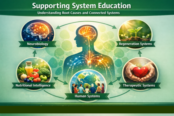 infographic showing supporting systems like neurobiology nutrition regeneration and therapeutic systems affecting nerve function