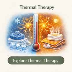 Icon showing thermal therapy with heat and cold supporting circulation and nerve function