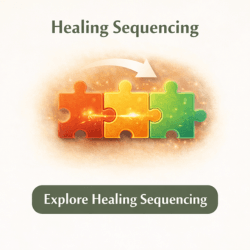 Healing Sequencing card with connected puzzle pieces and directional arrow representing step-by-step nerve recovery stages