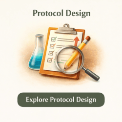 Protocol Design card showing clipboard checklist, lab flask, and magnifying glass representing structured nerve recovery planning