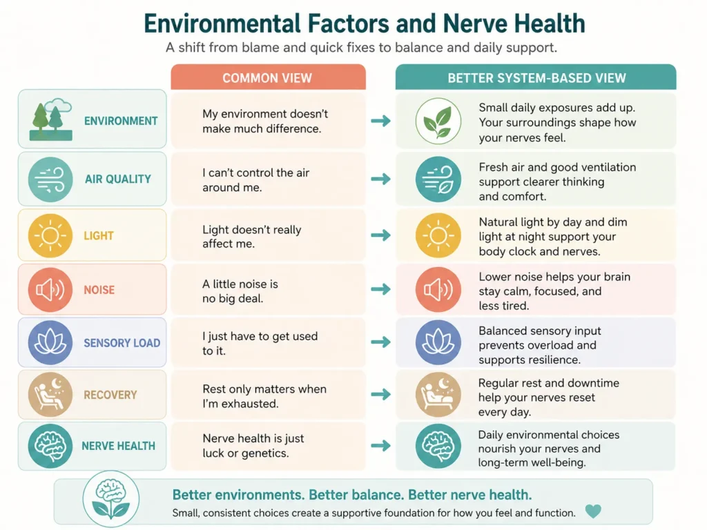 Common misunderstandings about Environmental Factors and Nerve Health compared with safer system-based views.