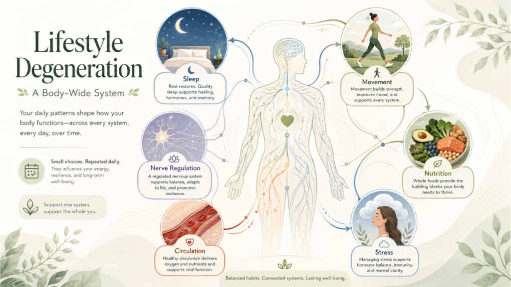 Pain Processing system showing nerve signals moving between the body, spinal cord, and brain in a calm educational style.