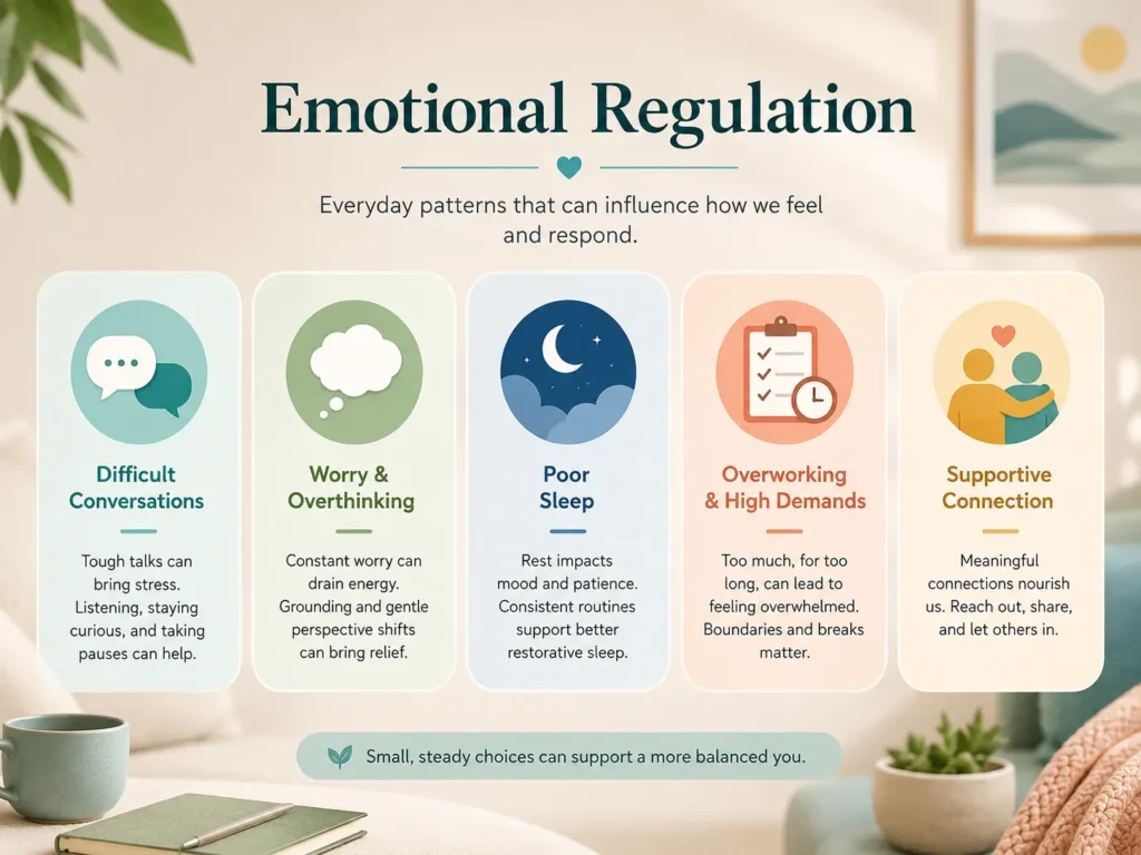 Emotional Regulation Daily-Life Examples Emotional Regulation daily-life examples with stress, sleep, worry, work demand, and support