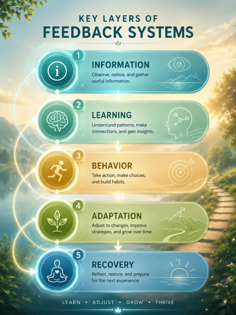 Key Layers of Feedback Systems Key layers of Feedback Systems showing information, learning, behavior, adaptation, and recovery.