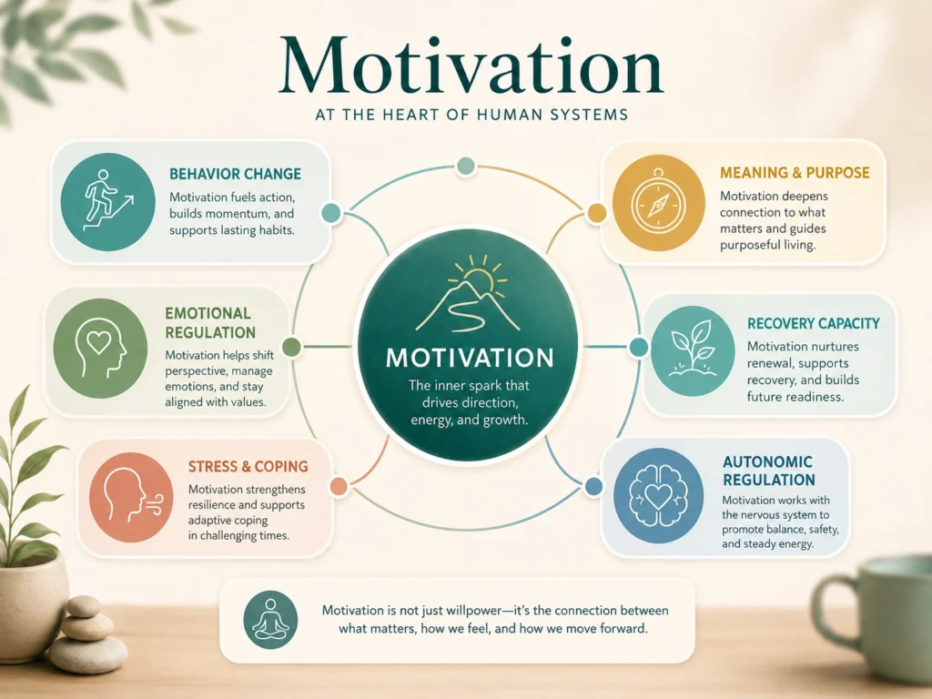 Motivation System Interactions Motivation system interactions with Behavior Change, Emotional Regulation, Stress and Coping, Meaning and Purpose, and Recovery Capacity
