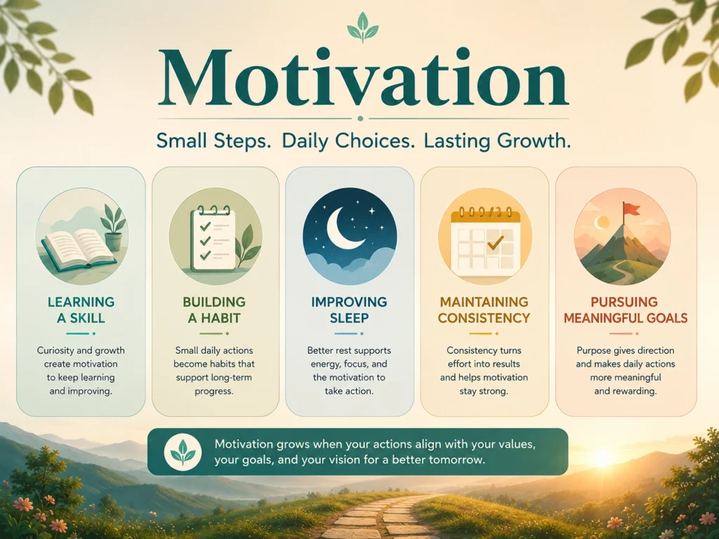 Motivation Daily-Life Examples Motivation daily-life examples with learning, work, habits, recovery, and personal growth