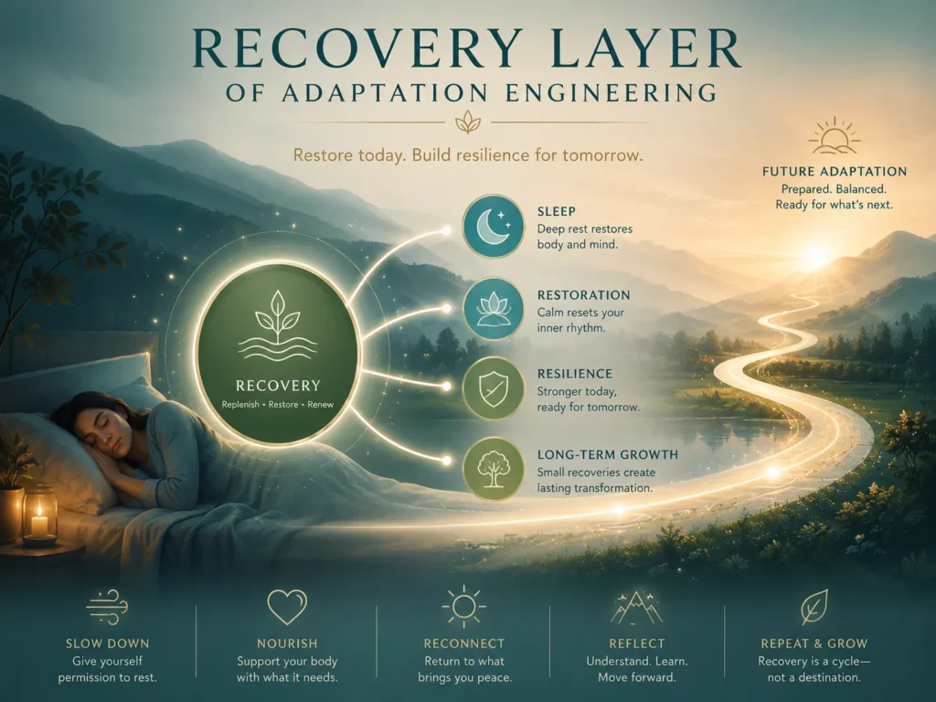 Recovery Layer of Adaptation Engineering Recovery Layer of Adaptation Engineering showing sleep, rest, balance, restoration, and long-term adaptation.