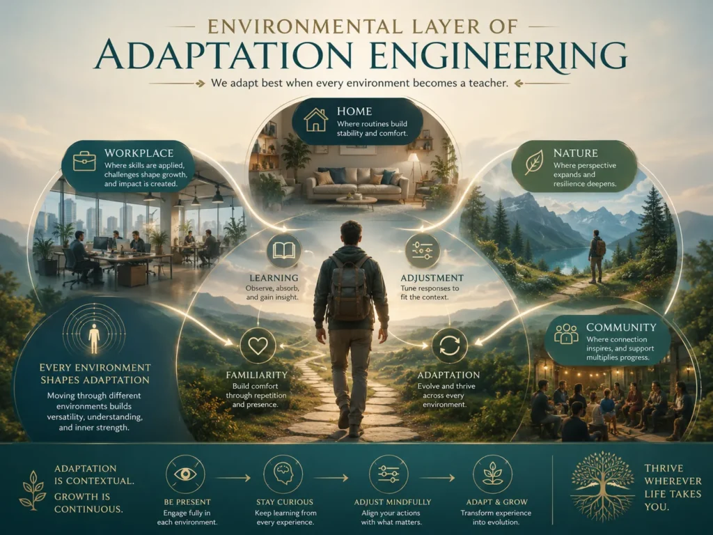 Environmental Layer of Adaptation Engineering Environmental Layer of Adaptation Engineering showing learning, adaptation, surroundings, routines, and daily life.