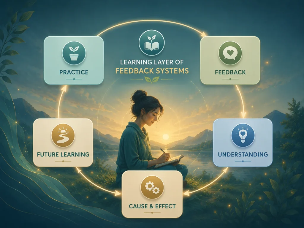 Learning Layer of Feedback Systems Learning Layer of Feedback Systems showing experience, understanding, cause and effect, practice, and learning.