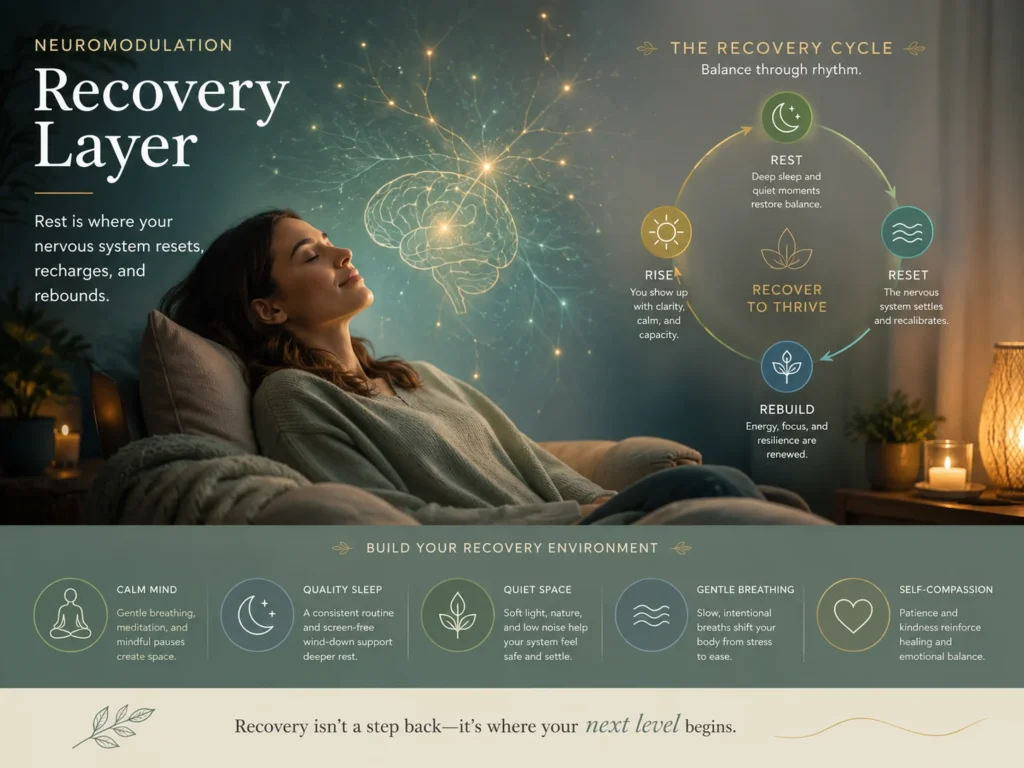 Neuromodulation Recovery Layer Neuromodulation recovery layer image showing rest, sleep, quiet time, balance, and nervous system adaptation.