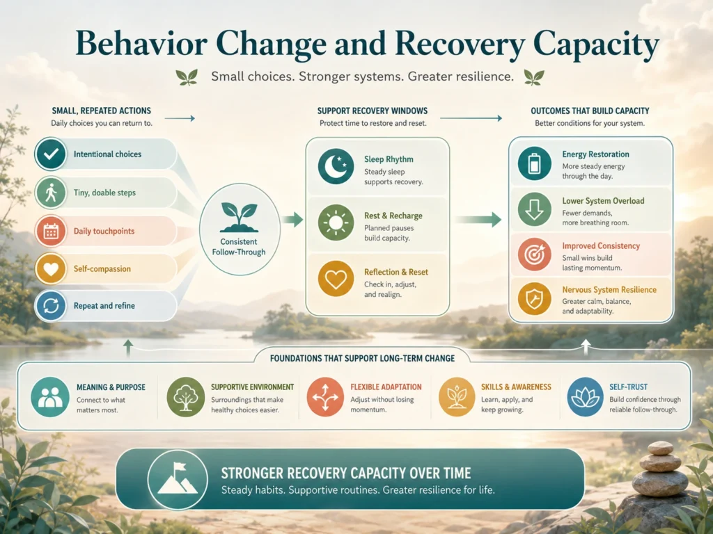 Behavior Change and Recovery Capacity Behavior Change and recovery capacity with habits, consistency, sleep rhythm, adaptation, and recovery windows