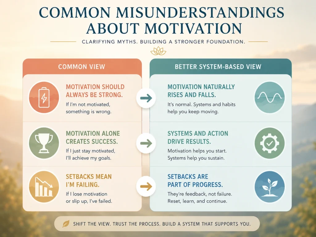 Common Misunderstandings About Motivation Common misunderstandings about motivation comparison infographic