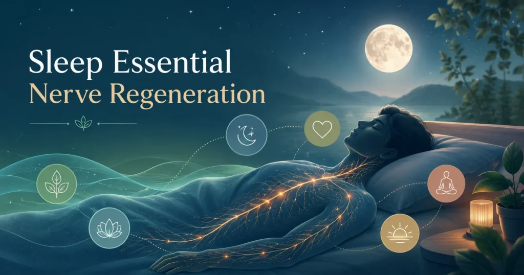 Sleep Essential Nerve Regeneration hero image showing calm sleep, rest rhythm, and nervous system settling