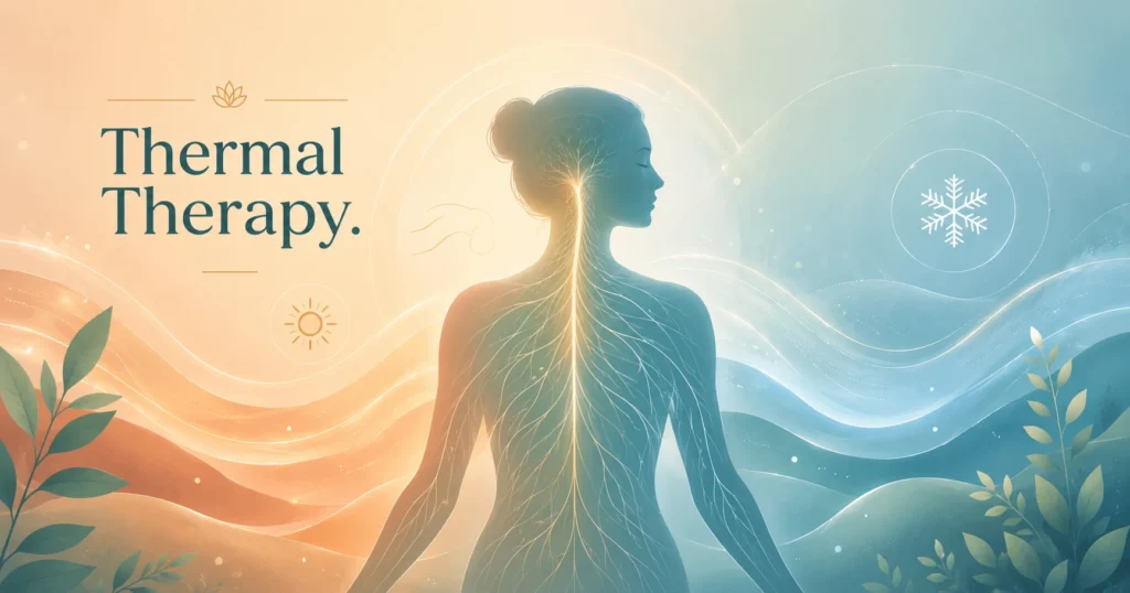 hermal Therapy and Nervous System Recovery Hero Image Thermal Therapy and Nervous System Recovery hero image showing warm and cool gradients, body comfort, and calm nervous system education