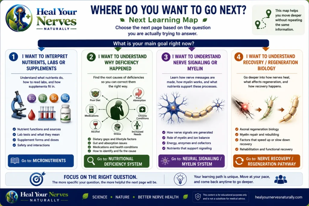 Next learning map for micronutrient status nerve signaling myelin deficiency and nerve regeneration