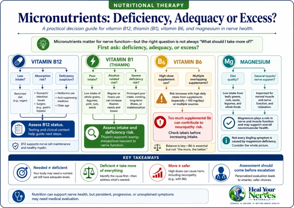 Nutritional therapy micronutrient decision map for vitamin B12 thiamin B6 and magnesium in nerve health