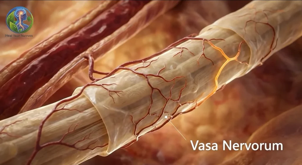 Vasa nervorum showing the blood supply and microcirculation of a peripheral nerve