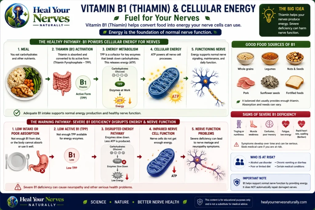 Vitamin B1 thiamin cellular energy pathway supporting normal nerve function